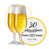 LEONARDO Leonardo Biergläser mit Gravur zum 30. Hochzeitstag / Perlenhochzeit, Pils Biertulpe, Ringliebe