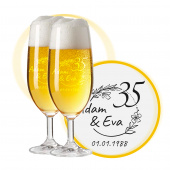 LEONARDO Leonardo Biergläser mit Gravur zum 35. Hochzeitstag / Leinwand-Hochzeit, Pils Biertulpe, Blütenträume