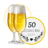 LEONARDO Biergläser mit Gravur zum 50. Hochzeitstag / Goldenen Hochzeit, Pils Biertulpe, Blumenherz