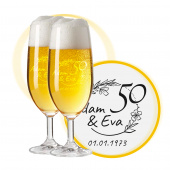 LEONARDO Biergläser mit Gravur zum 50. Hochzeitstag / Goldenen Hochzeit, Pils Biertulpe, Blütenträume