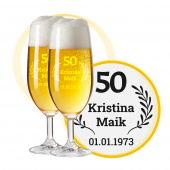 LEONARDO Biergläser mit Gravur zum 50. Hochzeitstag / Goldenen Hochzeit, Pils Biertulpe, Liebeslicht