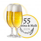 LEONARDO Biergläser mit Gravur zum 55. Hochzeitstag / Platinhochzeit, Pils Biertulpe, Sommerliebe