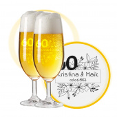 LEONARDO Biergl&auml;ser mit Gravur zum 60. Hochzeitstag / Diamantene Hochzeit, Pils Biertulpe, Blumenkuss