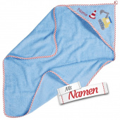Personalisiertes Kinder-Badetuch mit Namen, Bagger-Motiv von Playshoes, Geschenkidee Junge, bestickt