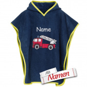 Personalisierter Poncho Feuerwehr von Playshoes, Geschenk für Jungen Geburtstag, bestickt