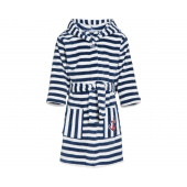 Playshoes Fleece-Bademantel Ringel maritim, 122/128, bestickt