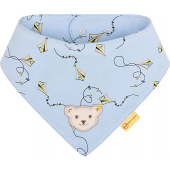 Steiff Jungen Halstuch GOTS mit Namen bestickt - Baby Geschenk zum 1. Geburtstag & Taufe, Chambray Blue, Lenkdrachen