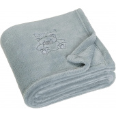 Playshoes Fleece Decke Bär grau, 75x100 cm, bestickt