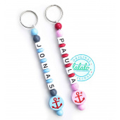 Schlüsselanhänger personalisiert mit Namen, Rosa Boot / Anker Namenskette, Geschenkidee für die Frau & Freundin