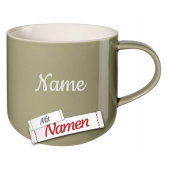 ASA Selection coppa Tasse mit Gravur, Porzellan Kaffeetasse personalisiert mit Namen als Geschenk für Frauen Männer, Kaffeebecher khaki / grün