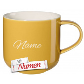 ASA Selection coppa Tasse mit Gravur, Porzellan Kaffeetasse personalisiert mit Namen als Geschenk für Frauen Männer, Kaffeebecher mustard / gelb