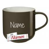 ASA Selection coppa Tasse mit Gravur, Porzellan Kaffeetasse personalisiert mit Namen als Geschenk für Frauen Männer, Kaffeebecher schwarz, earth