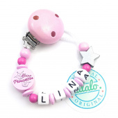 Schnullerkette mit Namen: Handmade Kleine Prinzessin Stern Rosa Namenskette, Mädchen Schnullerhalter
