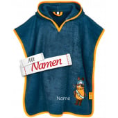 Badeponcho Kinder mit Namen bestickt, DIE MAUS als Pirat, Frottee, Gr. S bis 4 Jahre