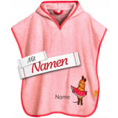 Badeponcho Kinder mit Namen bestickt, DIE MAUS mit Melone, Frottee, Gr. L ab 4 Jahre