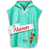Badeponcho Kinder mit Namen bestickt, DIE MAUS mit Schwimmring, Frottee, Gr. L ab 4 Jahre