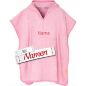 Badeponcho Kinder mit Namen bestickt, Einhorn, Frottee, Gr. S bis 4 Jahre