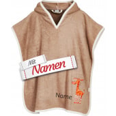 Badeponcho Kinder mit Namen bestickt, Giraffe, Frottee, Gr. S bis 4 Jahre
