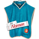 Badeponcho Kinder mit Namen bestickt, Löwe, Frottee, Gr. S bis 4 Jahre