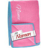 Badetuch mit Namen personalisiert – Microfaser Handtuch mit Namen bestickt, Badetuch 80x160 cm, Pink