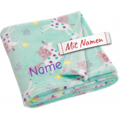 Einhorn Geschenk, Schmusedecke aus Fleece mit Namen bestickt von Playshoes