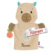 Fehn Capybara Baby Waschlappen personalisiert, Waschhandschuh mit Namen bestickt