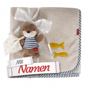 Fehn Kuscheldecke mit Namen bestickt, Otter Theo, Geschenk zur Geburt