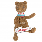 Fehn Schmusetuch Bär Fred mit Namen bestickt, Einschlafhilfe & Schnuffeltuch, Babygeschenk personalisiert