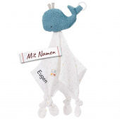 FEHN Wal Schmusetuch mit Namen bestickt, personalisiertes Babygeschenk