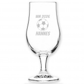 Fußball WM 2026 Bierglas Biertulpe Text mit Namen graviert – personalisiertes Fußball Geschenk