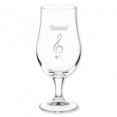 Graviertes Bierglas mit Musikmotiv als Geschenk für Musiker