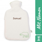 Grünspecht Wärmflasche mit Namen bestickt, Geschenk für Gute Besserung