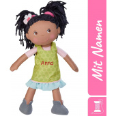 HABA Stoffpuppe Cari - Individuelles Mädchen Geschenk zum Geburtstag, Puppe afrikanisch, bestickt