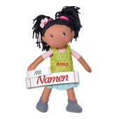 HABA Stoffpuppe personalisiert, Cari - Individuelles Mädchen Geschenk zum Geburtstag, Puppe afrikanisch, bestickt