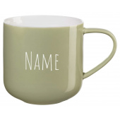 Kaffeetasse graviert Rund Coppa mit Namen – ASA Selection Becher aus Knochenporzellan in Bamboo Grün, 400 ml