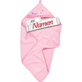 Kapuzenhandtuch Baby mit Namen bestickt, Herzen, Kapuzentuch 100 x 100 cm, Babygeschenk