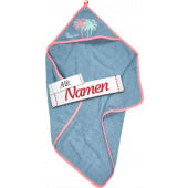 Kapuzenhandtuch Baby mit Namen bestickt, Palmen, Kapuzentuch 75 x 75 cm, Babygeschenk