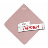 Kapuzenhandtuch Baby personalisiert mit Namen, Altrosa, Frottee 75 x 75 cm, Babygeschenk