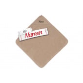 Kapuzenhandtuch Baby personalisiert mit Namen, Milchkaffee, Frottee 75 x 75 cm
