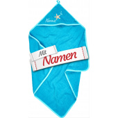 Kapuzenhandtuch mit Namen bestickt – Playshoes Meerestiere Kapuzentuch mit Seestern-Stick an der Kapuze