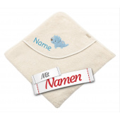 Kapuzenhandtuch personalisiert Dino Rexi Dinosaurier – Sterntaler mit Namen bestickt