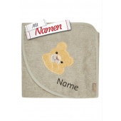 Kapuzenhandtuch personalisiert Löwe Leo – Sterntaler Kapuzenbadetuch mit Namen bestickt für Baby