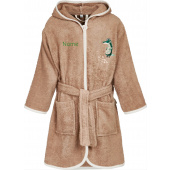 Kinder Bademantel personalisiert Frottee-Bademantel Wildtiere mit Namen bestickt, Braun, Gr. 86/92