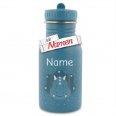 Kinder Trinkflasche mit Gravur Mr. Triceratops Dinosaurier von Trixie – mit Namen graviert, Edelstahl 350 ml