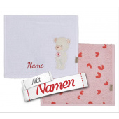 Kinderhandtuch personalisiert Sterntaler Bär Betty - 2er Set 30x50 cm, mit Namen bestickt, rosa Händehandtuch für Mädchen