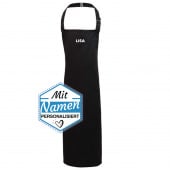 Kochschürze mit Namen bestickt, personalisierte Grillschürze für Damen & Herren, Schwarz