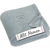 Kuscheldecke bestickt Bär Kollektion Bär von Playshoes – graue Schmusedecke mit Namen