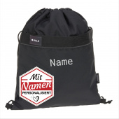 LÄSSIG Lässig Sportbeutel mit Namen bestickt, Bold Black, Kinder Turnbeutel mit Rucksackfunktion/School String Bag für Schule und Sport