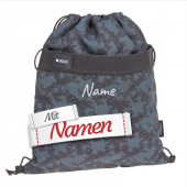 LÄSSIG Lässig Sportbeutel mit Namen personalisiert, Bestickt, Spots Blue – Kinder Turnbeutel Sportbeutel mit Rucksackfunktion