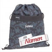 LÄSSIG Lässig Sportbeutel mit Namen personalisiert, Bestickt, Spots Blue – Kinder Turnbeutel Sportbeutel mit Rucksackfunktion